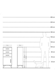 Arges Komodin Tek Raflı 3 Çekmeceli Tek Kapaklı 44x30x106 Aytaşı-Çam