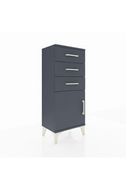 Arges Komodin Tek Raflı 3 Çekmeceli Tek Kapaklı 44x30x106 Antrasit-Antrasit