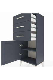 Arges Komodin Tek Raflı 3 Çekmeceli Tek Kapaklı 44x30x106 Antrasit-Antrasit