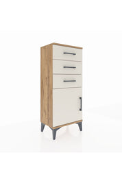 Arges Komodin Tek Raflı 3 Çekmeceli Tek Kapaklı 44x30x106 Çam-Aytaşı