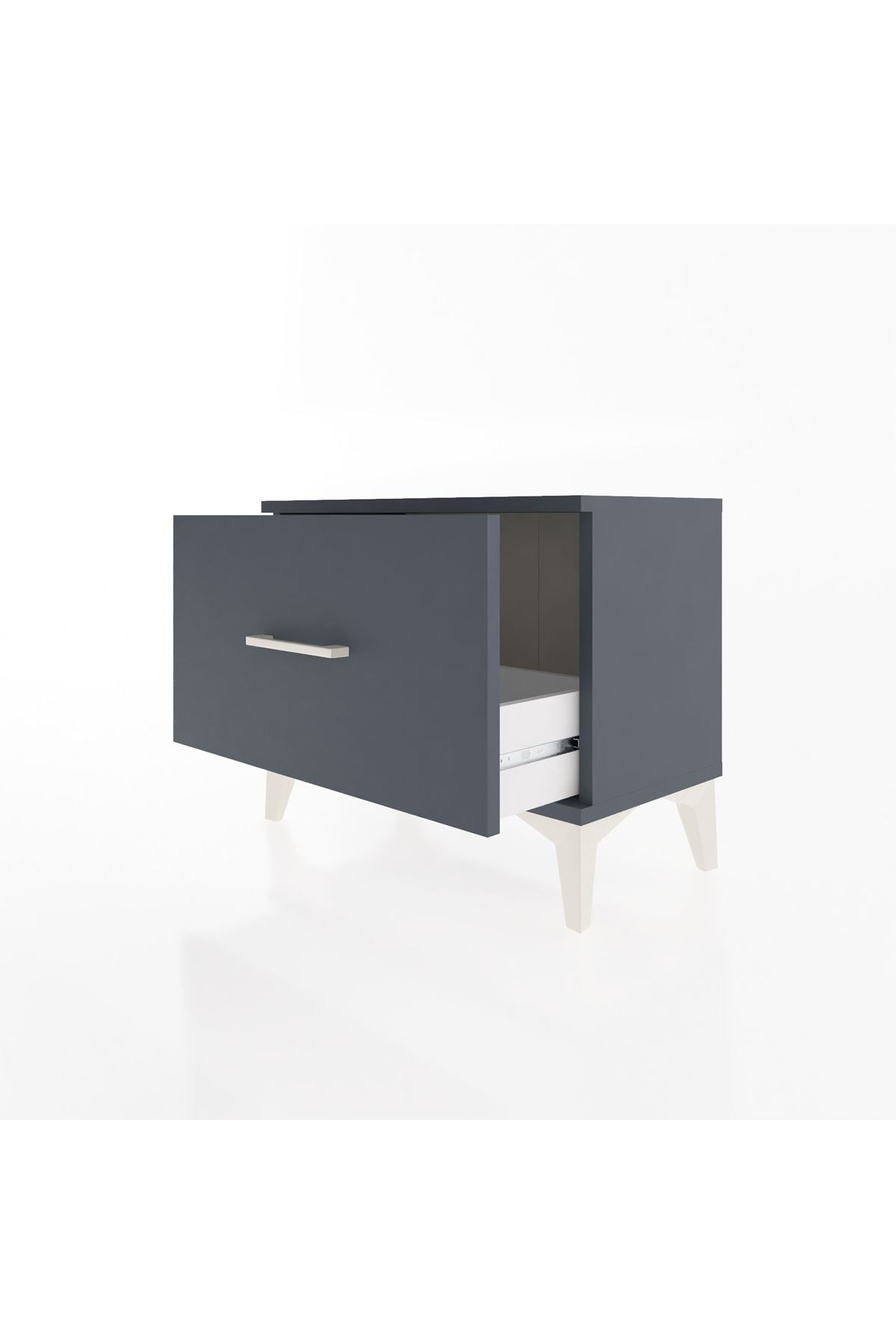 Arges Komodin Tek Çekmeceli 60x30x48 Antrasit-Antrasit
