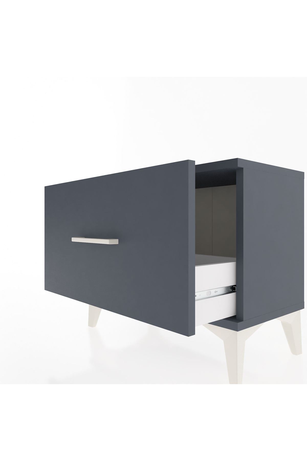 Arges Komodin Tek Çekmeceli 60x30x48 Antrasit-Antrasit