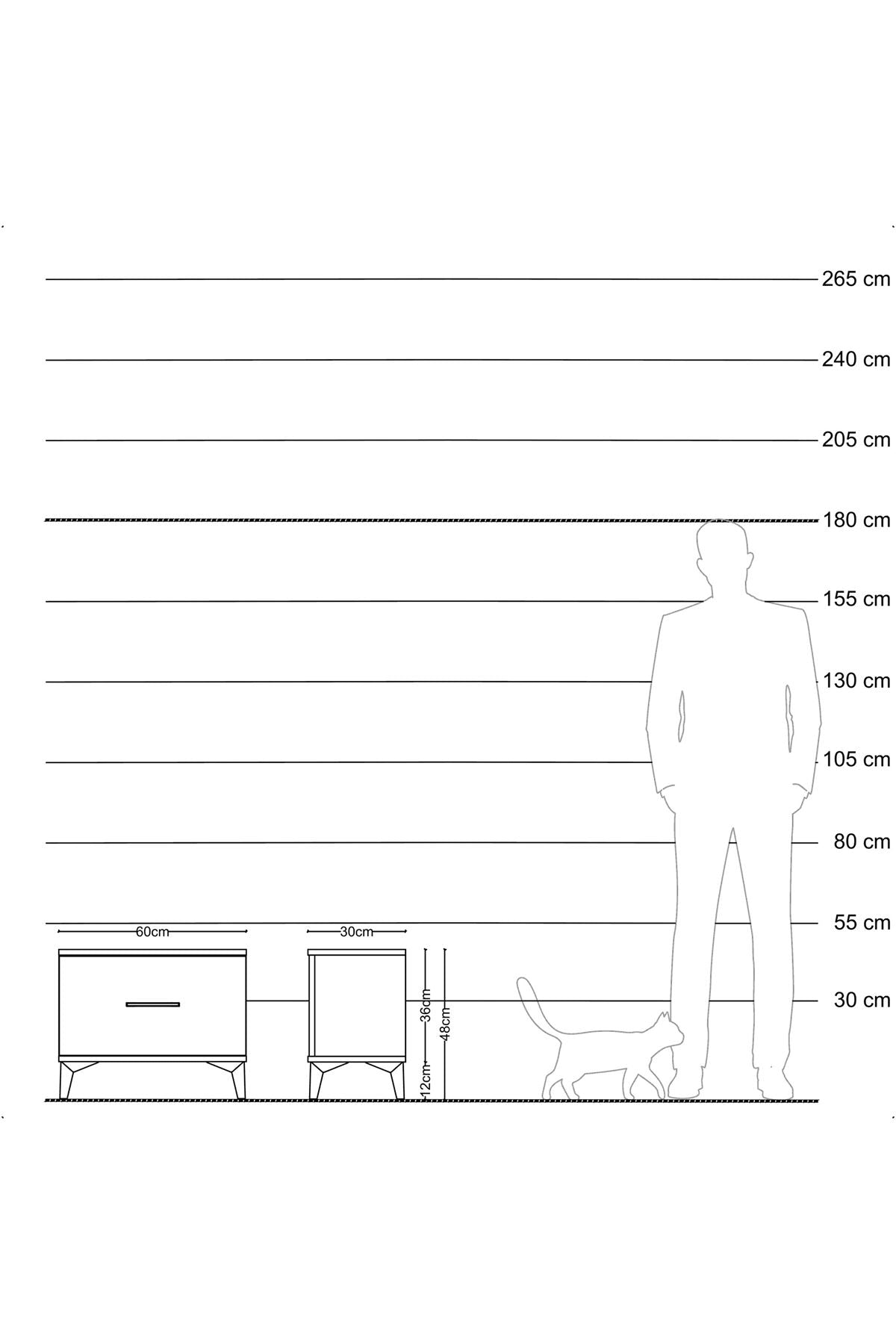 Arges Komodin Tek Çekmeceli 60x30x48 Antrasit-Antrasit