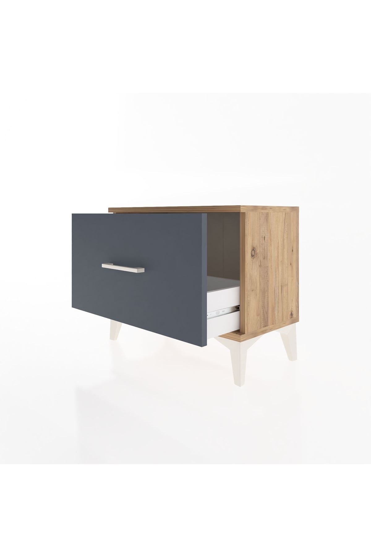 Arges Komodin Tek Çekmeceli 60x30x48 Çam-Antrasit