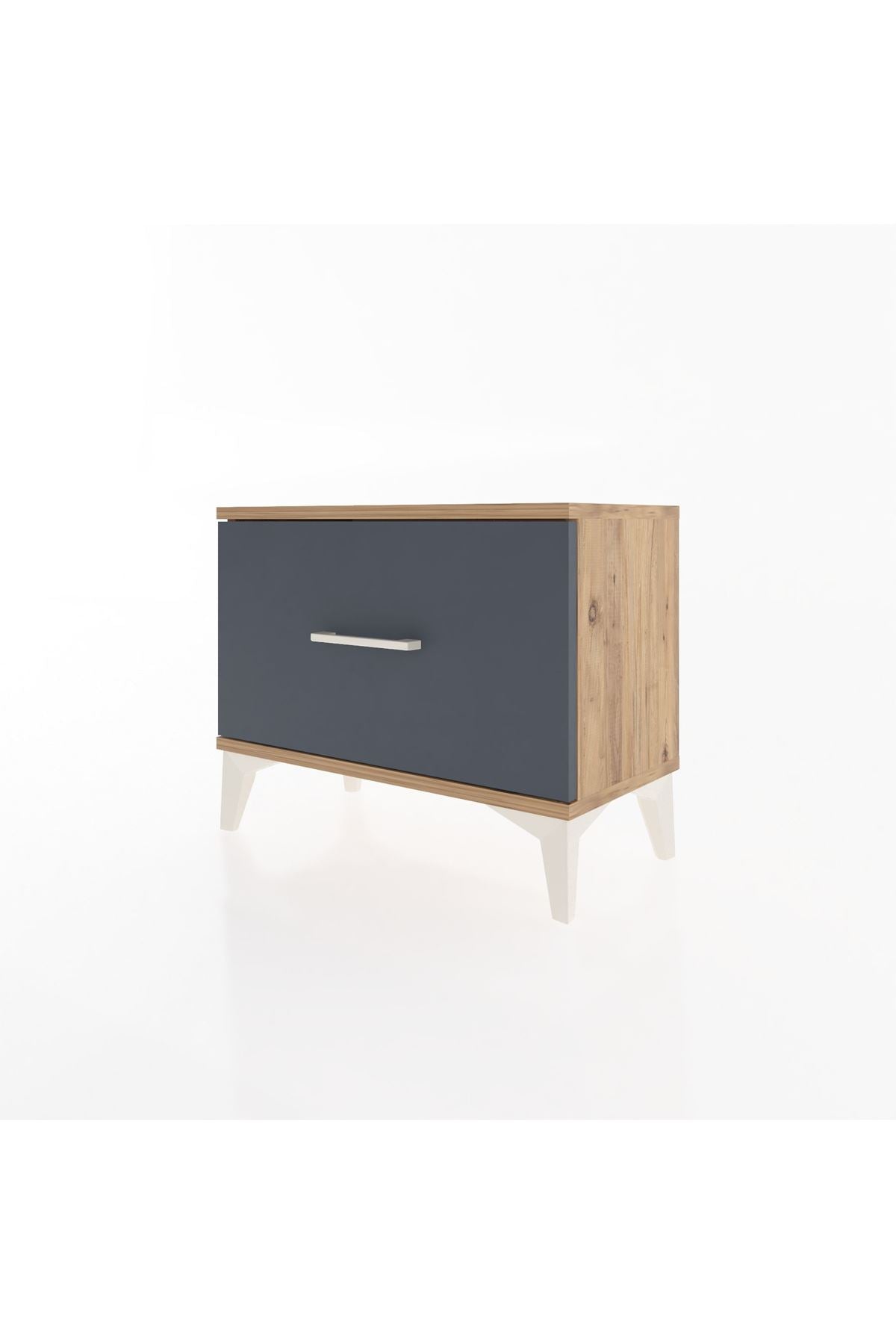 Arges Komodin Tek Çekmeceli 60x30x48 Çam-Antrasit
