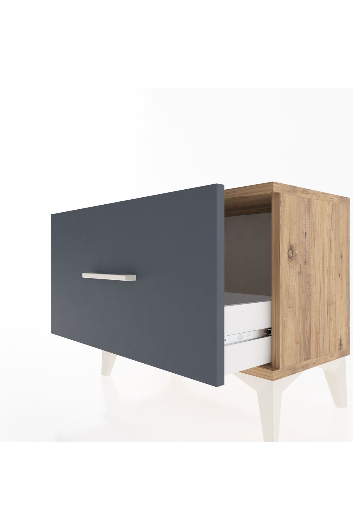 Arges Komodin Tek Çekmeceli 60x30x48 Çam-Antrasit