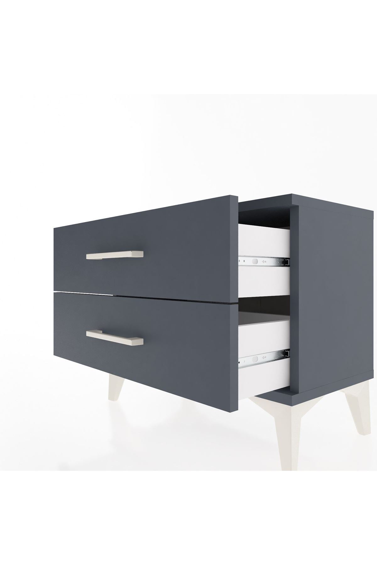 Arges Komodin 2 Çekmeceli 60x30x48 Antrasit-Antrasit