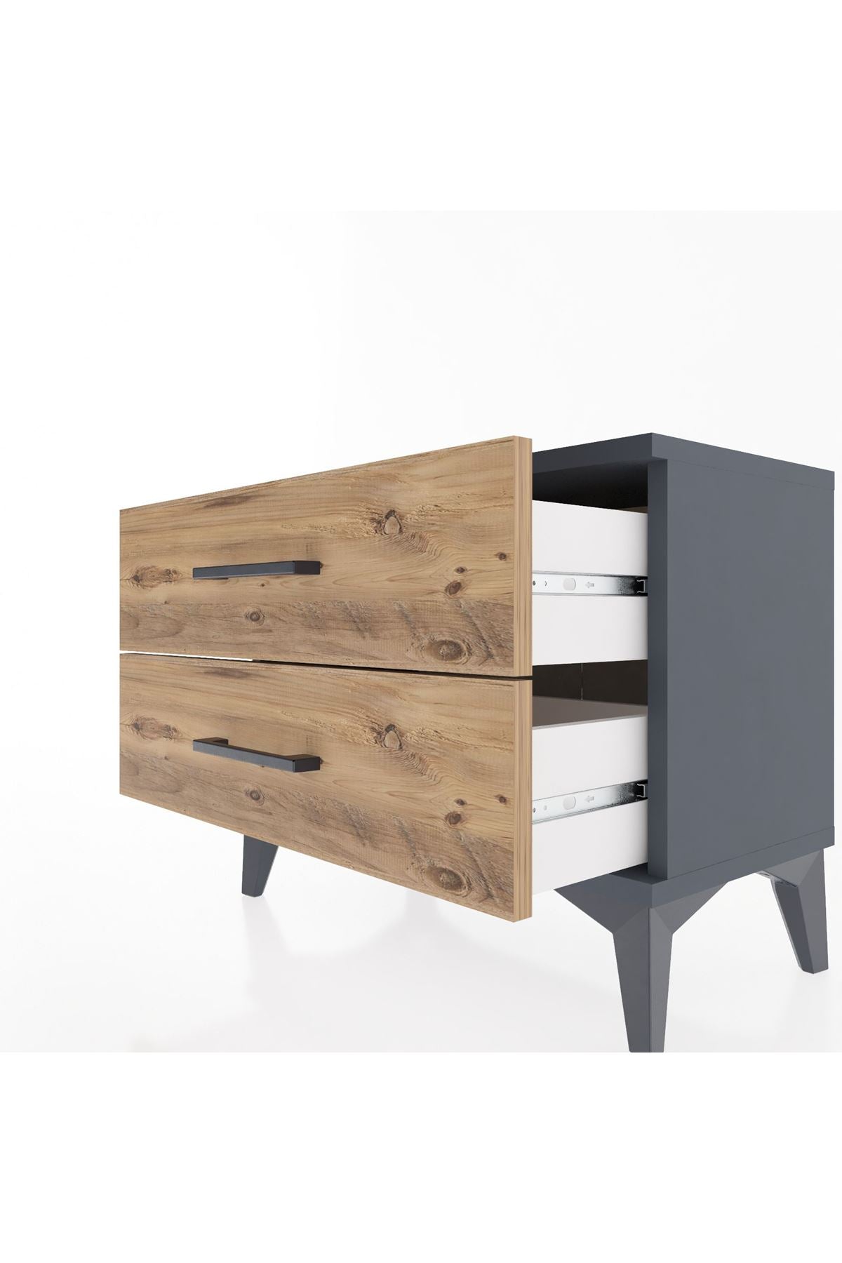 Arges Komodin 2 Çekmeceli 60x30x48 Antrasit-Çam