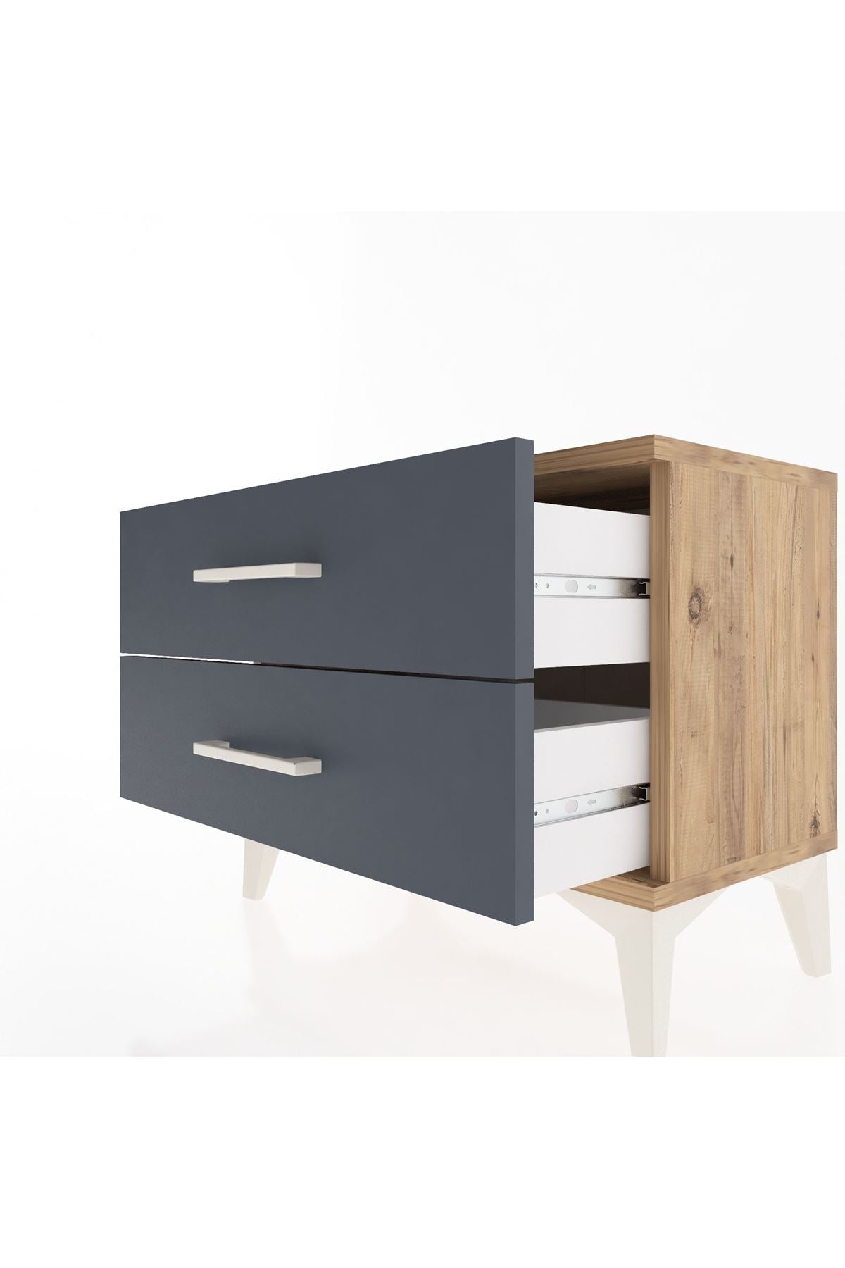 Arges Komodin 2 Çekmeceli 60x30x48 Çam-Antrasit