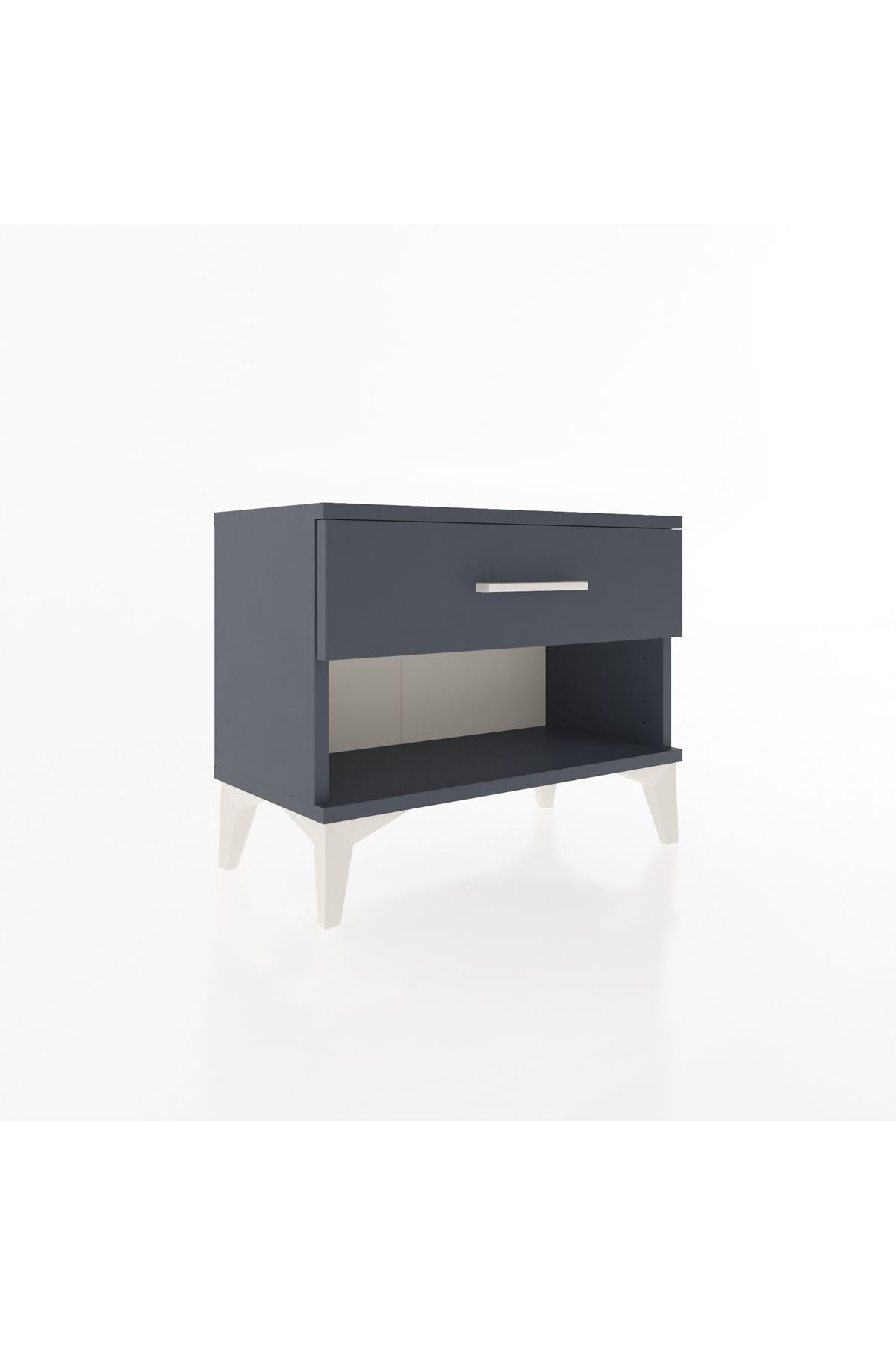 Arges Komodin Tek Çekmeceli 60x30x48 Antrasit-Antrasit