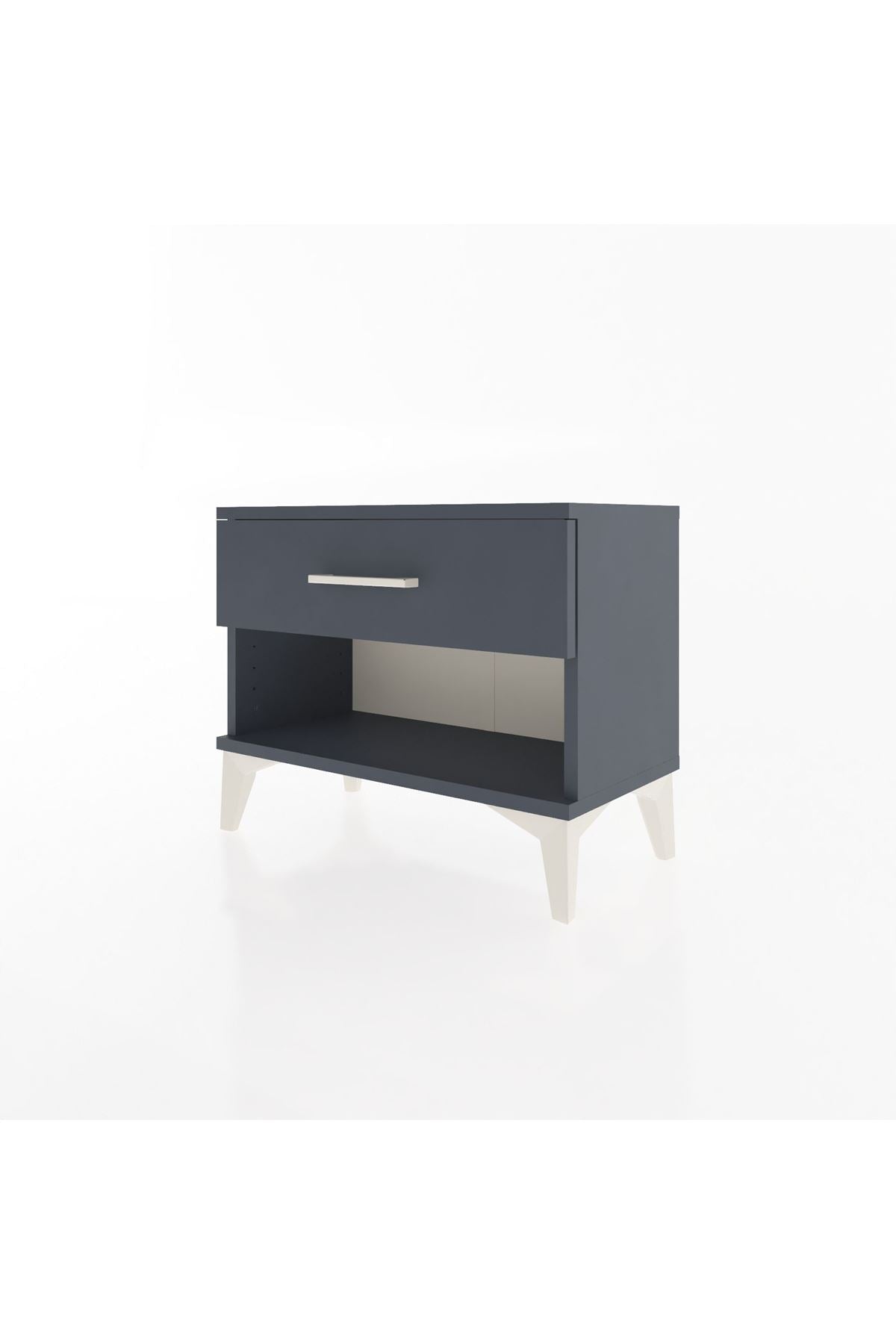 Arges Komodin Tek Çekmeceli 60x30x48 Antrasit-Antrasit