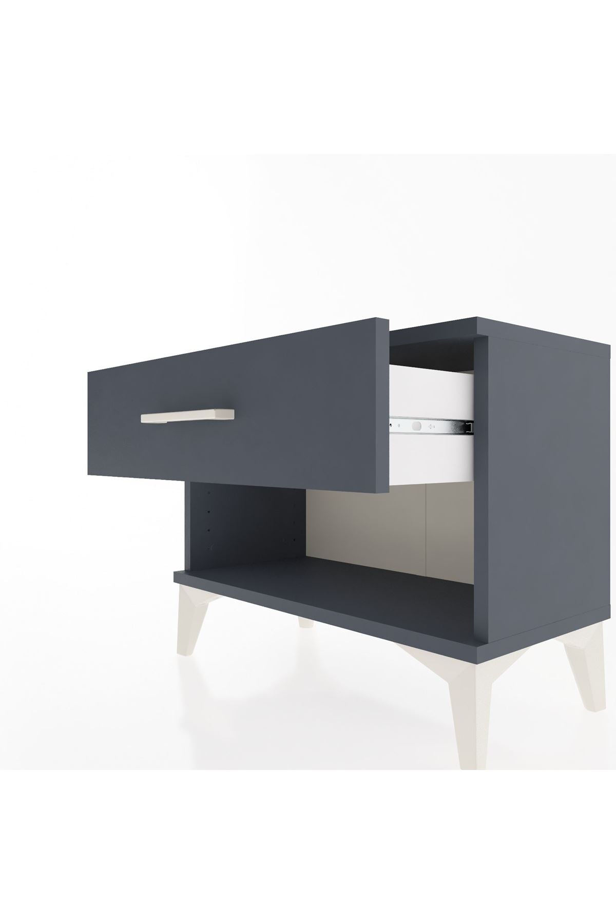 Arges Komodin Tek Çekmeceli 60x30x48 Antrasit-Antrasit