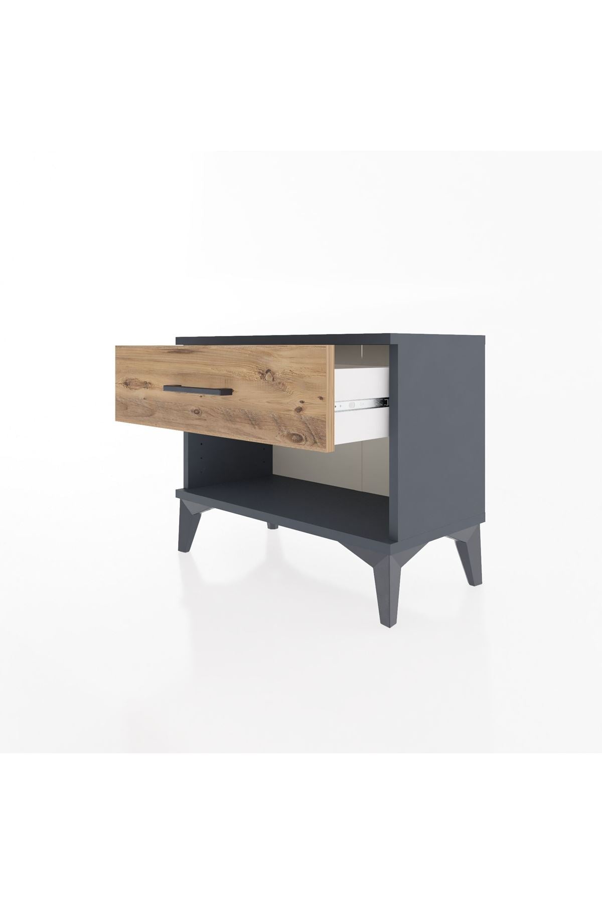 Arges Komodin Tek Çekmeceli 60x30x48 Antrasit-Çam