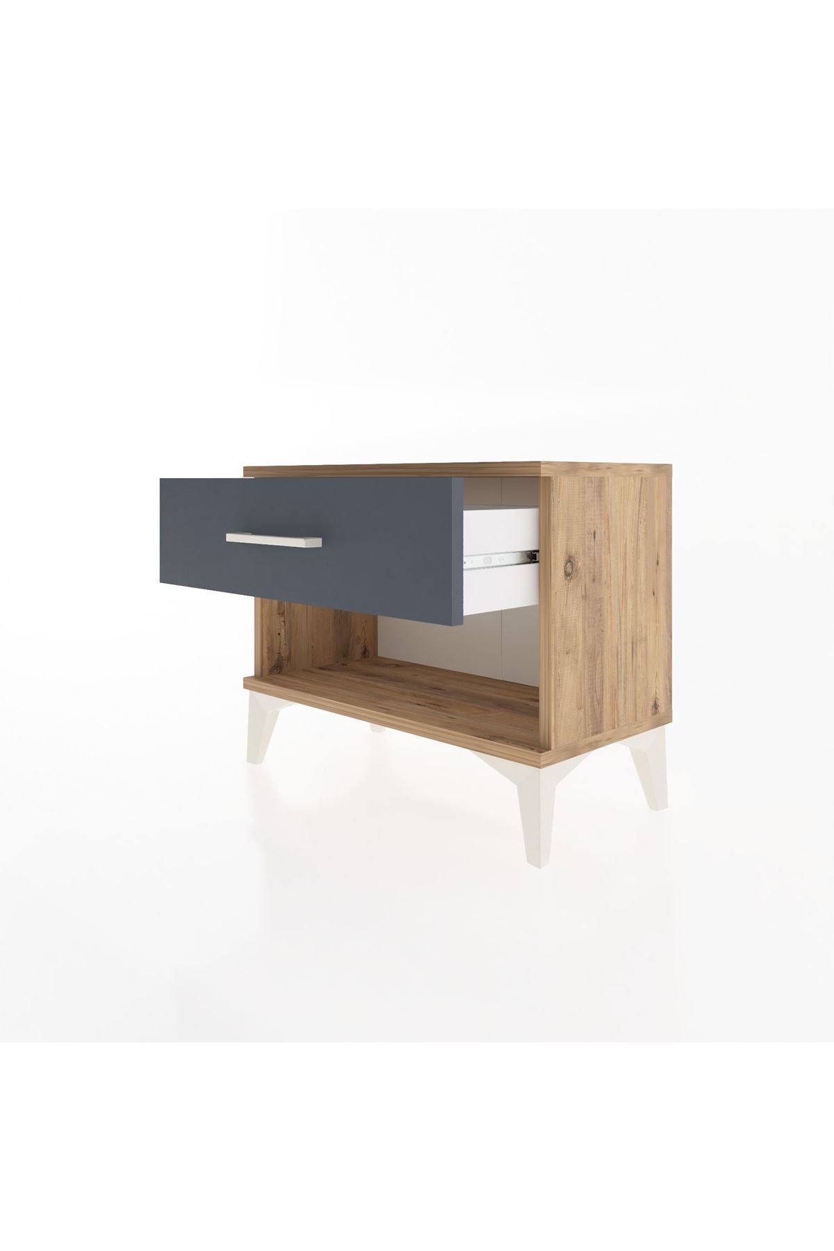 Arges Komodin Tek Çekmeceli 60x30x48 Çam-Antrasit