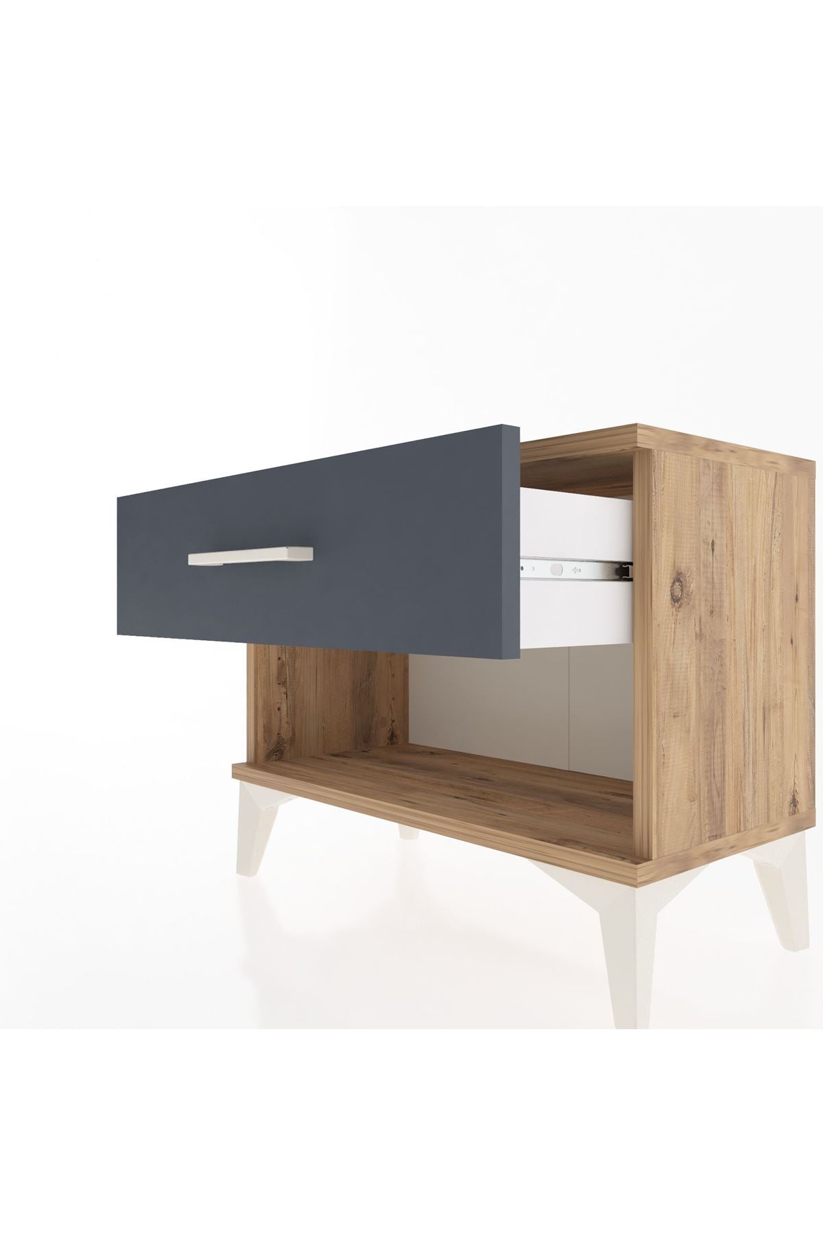 Arges Komodin Tek Çekmeceli 60x30x48 Çam-Antrasit