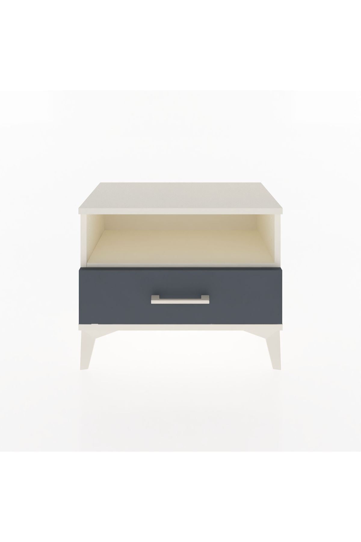 Arges Komodin Tek Raflı Tek Çekmeceli 60x30x48 Aytaşı-Antrasit