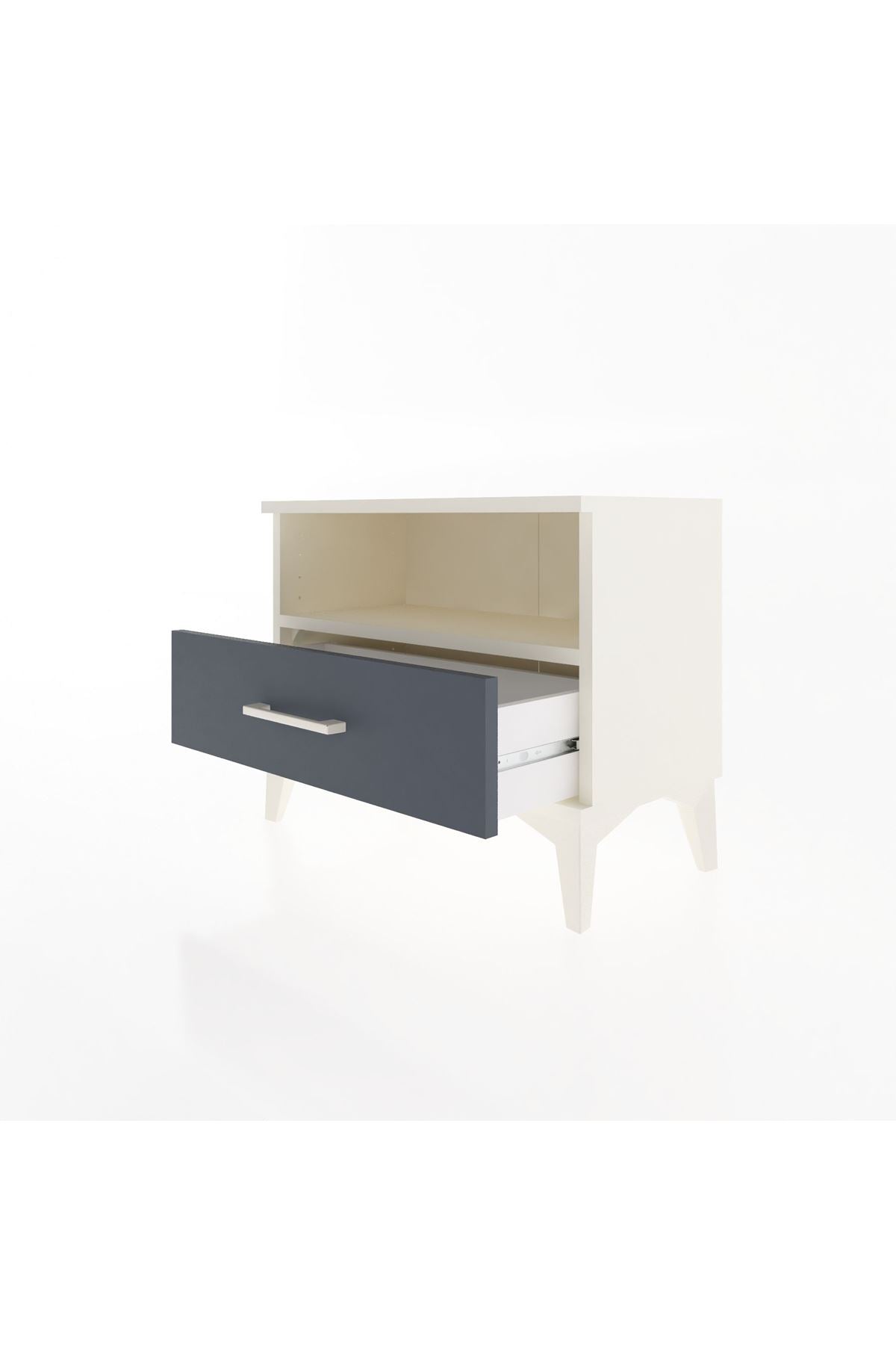 Arges Komodin Tek Raflı Tek Çekmeceli 60x30x48 Aytaşı-Antrasit