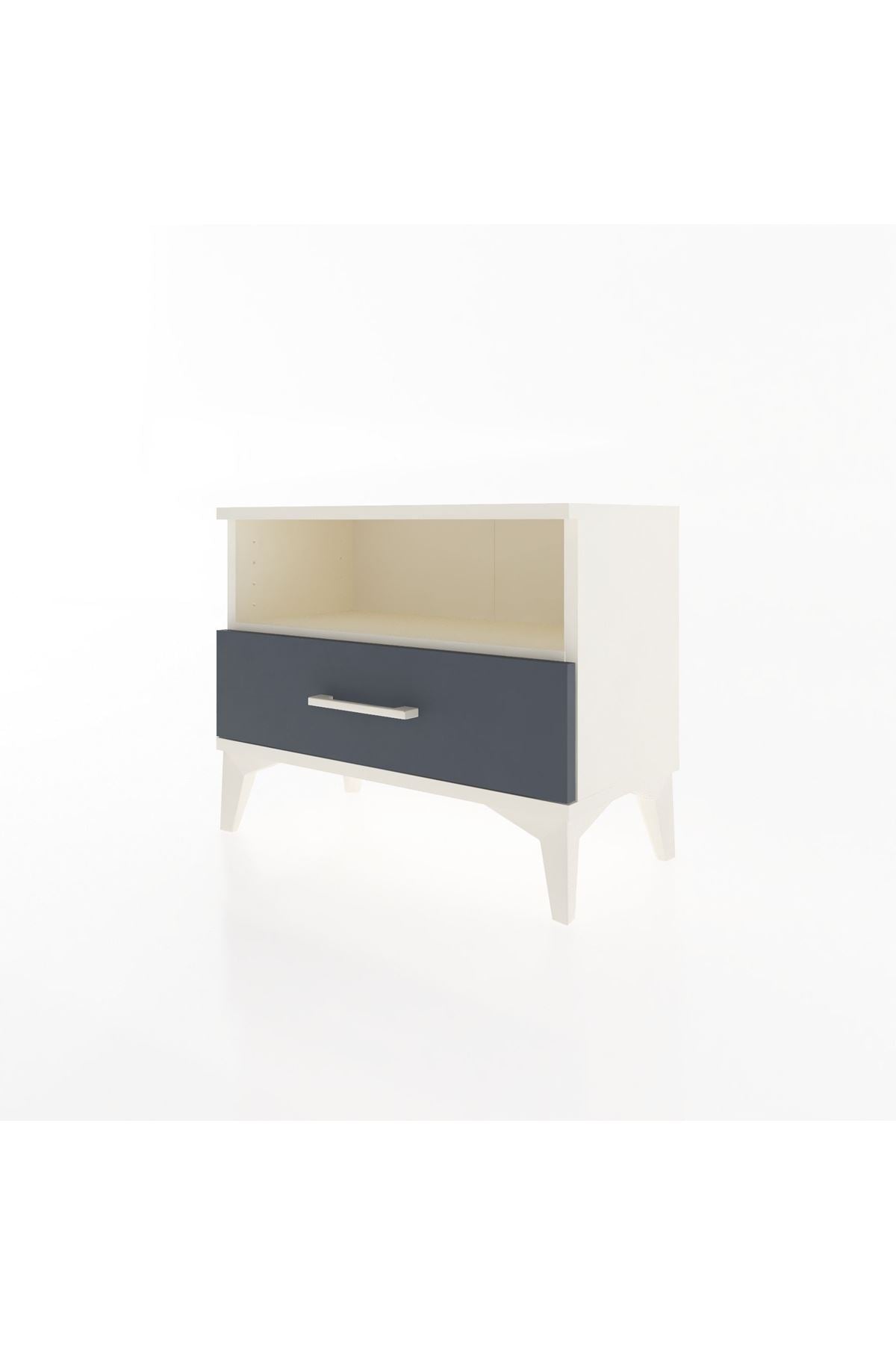 Arges Komodin Tek Raflı Tek Çekmeceli 60x30x48 Aytaşı-Antrasit