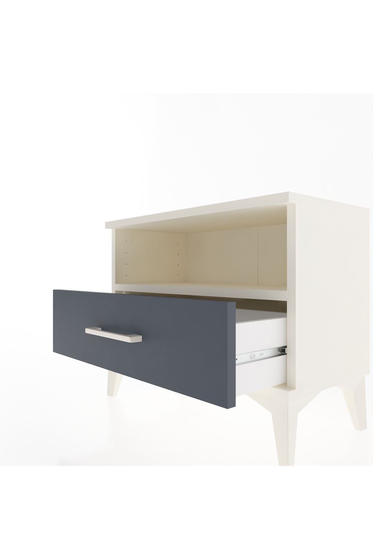 Arges Komodin Tek Raflı Tek Çekmeceli 60x30x48 Aytaşı-Antrasit