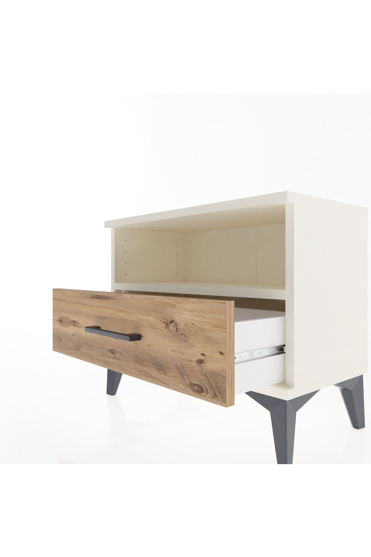 Arges Komodin Tek Raflı Tek Çekmeceli 60x30x48 Aytaşı-Çam