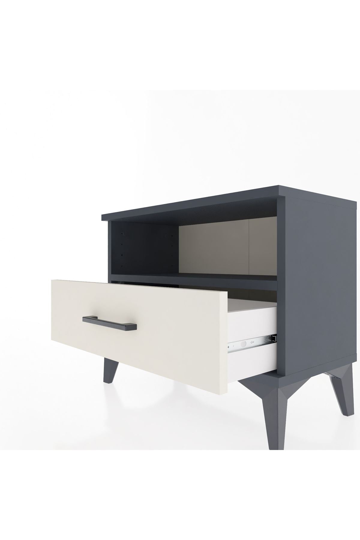 Arges Komodin Tek Raflı Tek Çekmeceli 60x30x48 Antrasit-Aytaşı