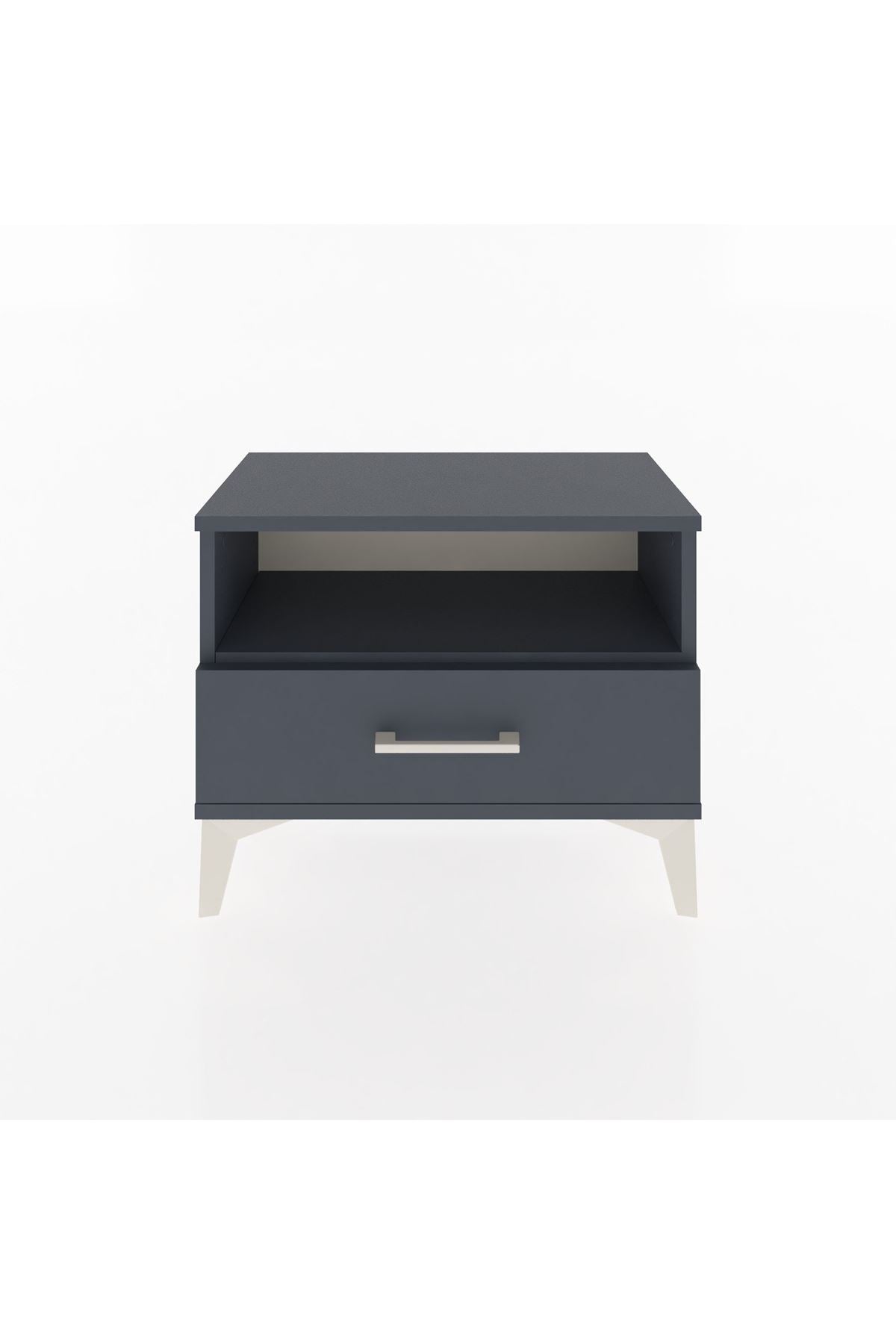 Arges Komodin Tek Raflı Tek Çekmeceli 60x30x48 Antrasit-Antrasit