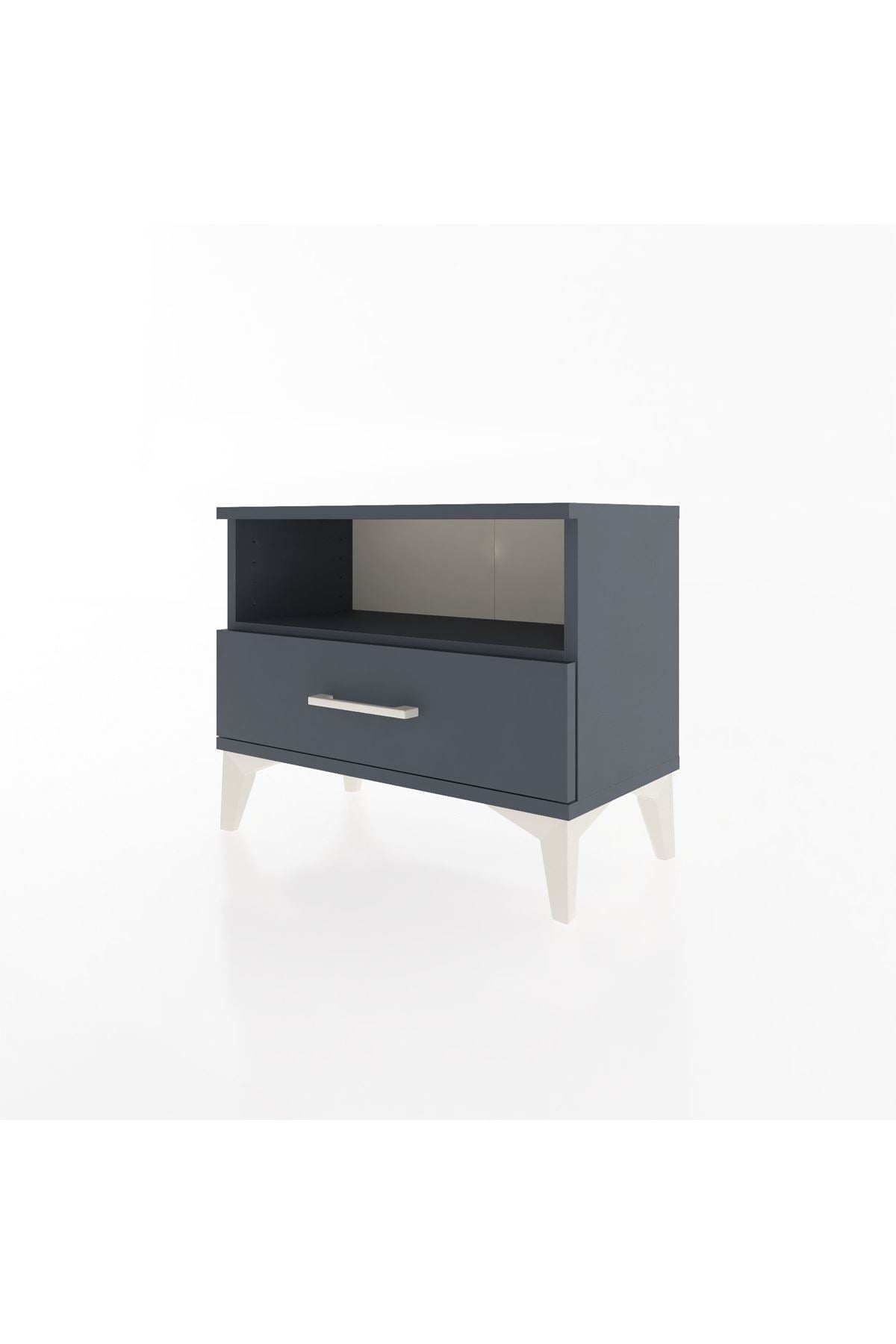 Arges Komodin Tek Raflı Tek Çekmeceli 60x30x48 Antrasit-Antrasit