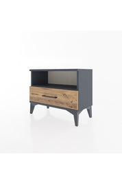 Arges Komodin Tek Raflı Tek Çekmeceli 60x30x48 Antrasit-Çam