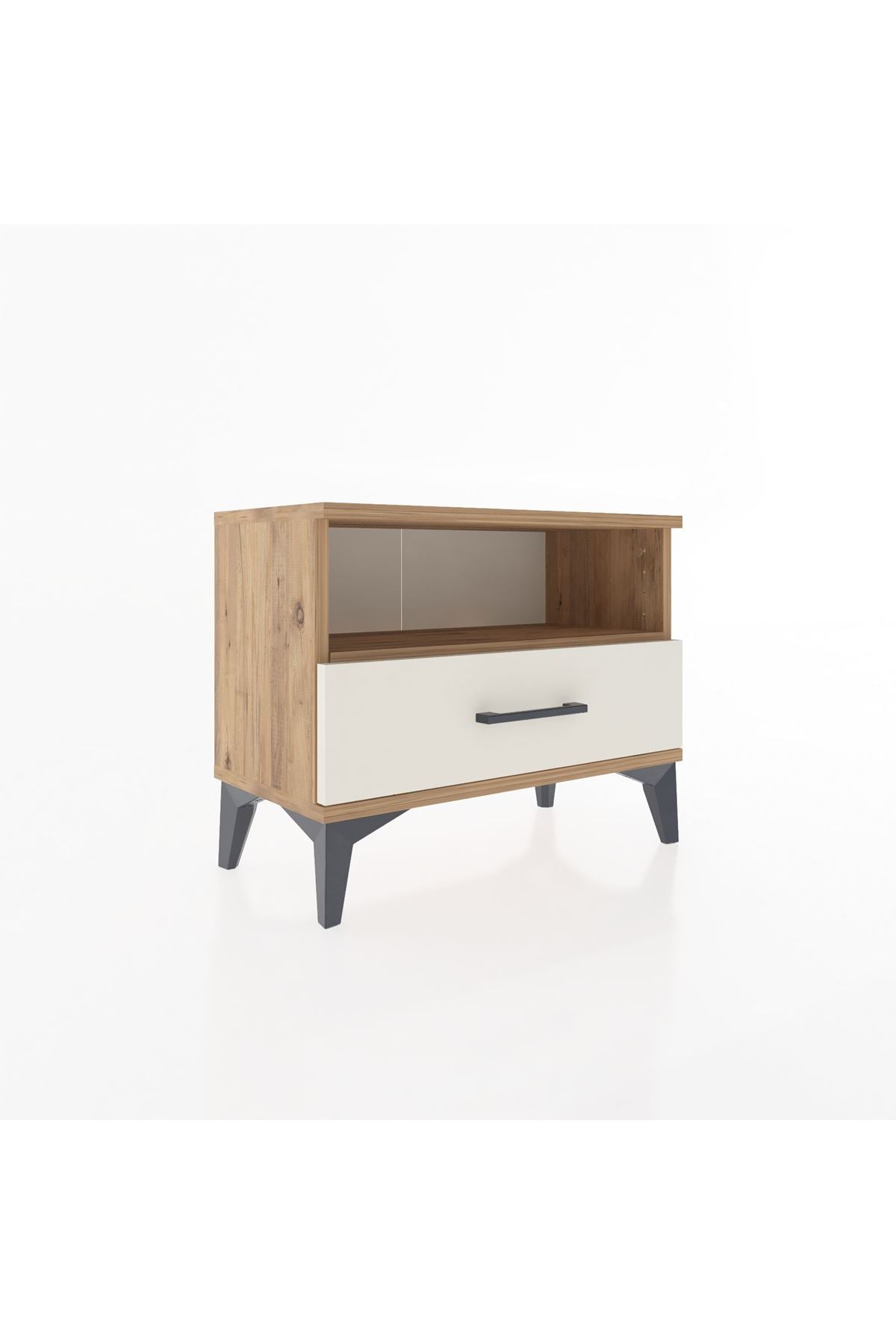 Arges Komodin Tek Raflı Tek Çekmeceli 60x30x48 Çam-Aytaşı