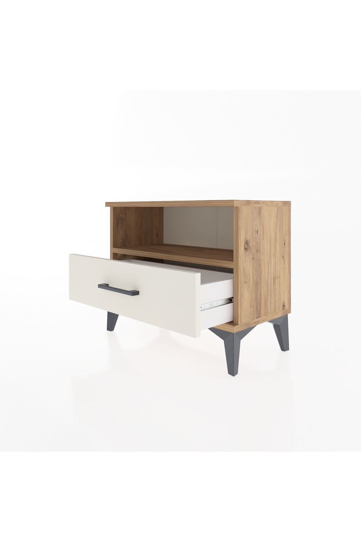 Arges Komodin Tek Raflı Tek Çekmeceli 60x30x48 Çam-Aytaşı