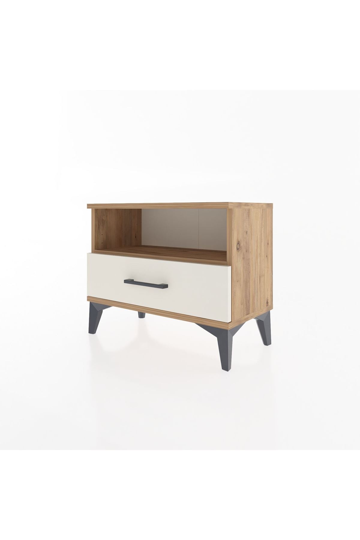 Arges Komodin Tek Raflı Tek Çekmeceli 60x30x48 Çam-Aytaşı