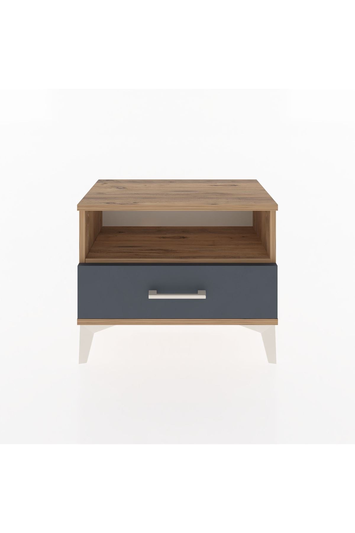 Arges Komodin Tek Raflı Tek Çekmeceli 60x30x48 Çam-Antrasit