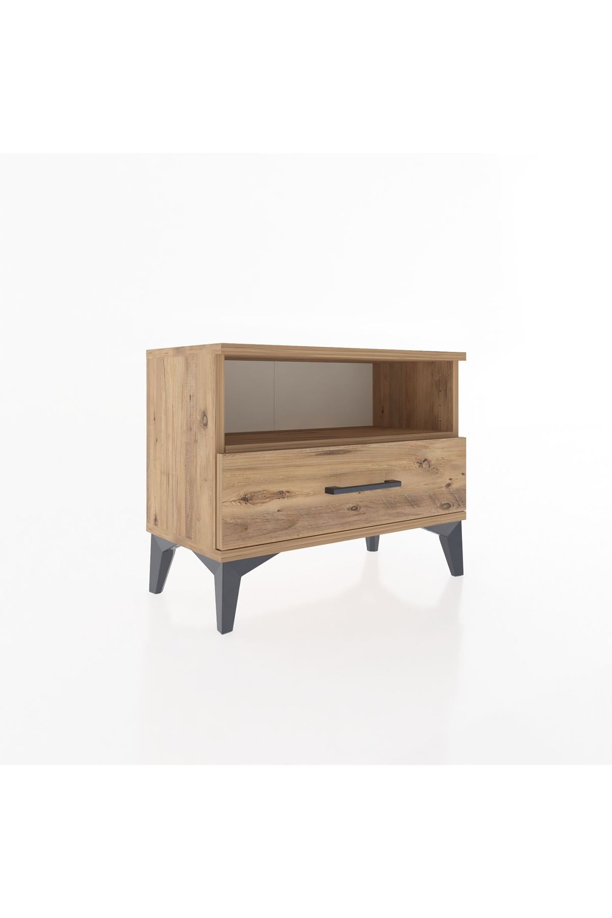 Arges Komodin Tek Raflı Tek Çekmeceli 60x30x48 Çam-Çam