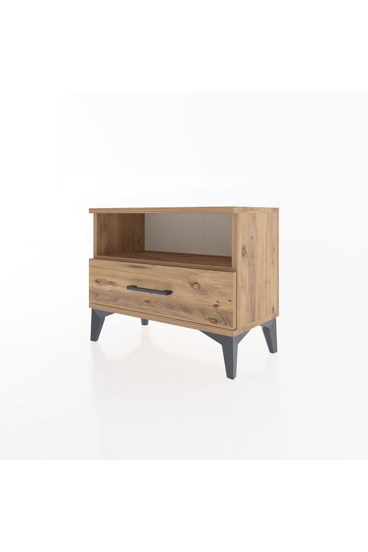 Arges Komodin Tek Raflı Tek Çekmeceli 60x30x48 Çam-Çam