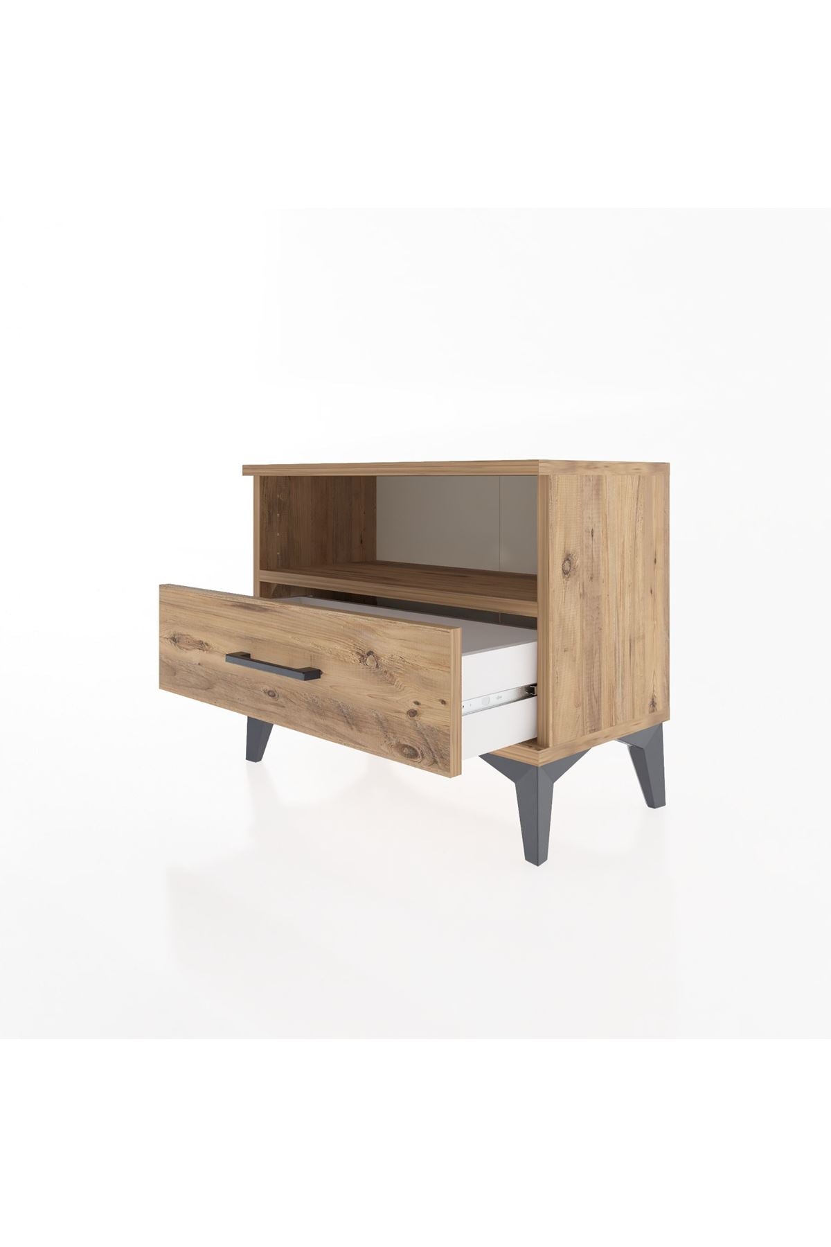 Arges Komodin Tek Raflı Tek Çekmeceli 60x30x48 Çam-Çam