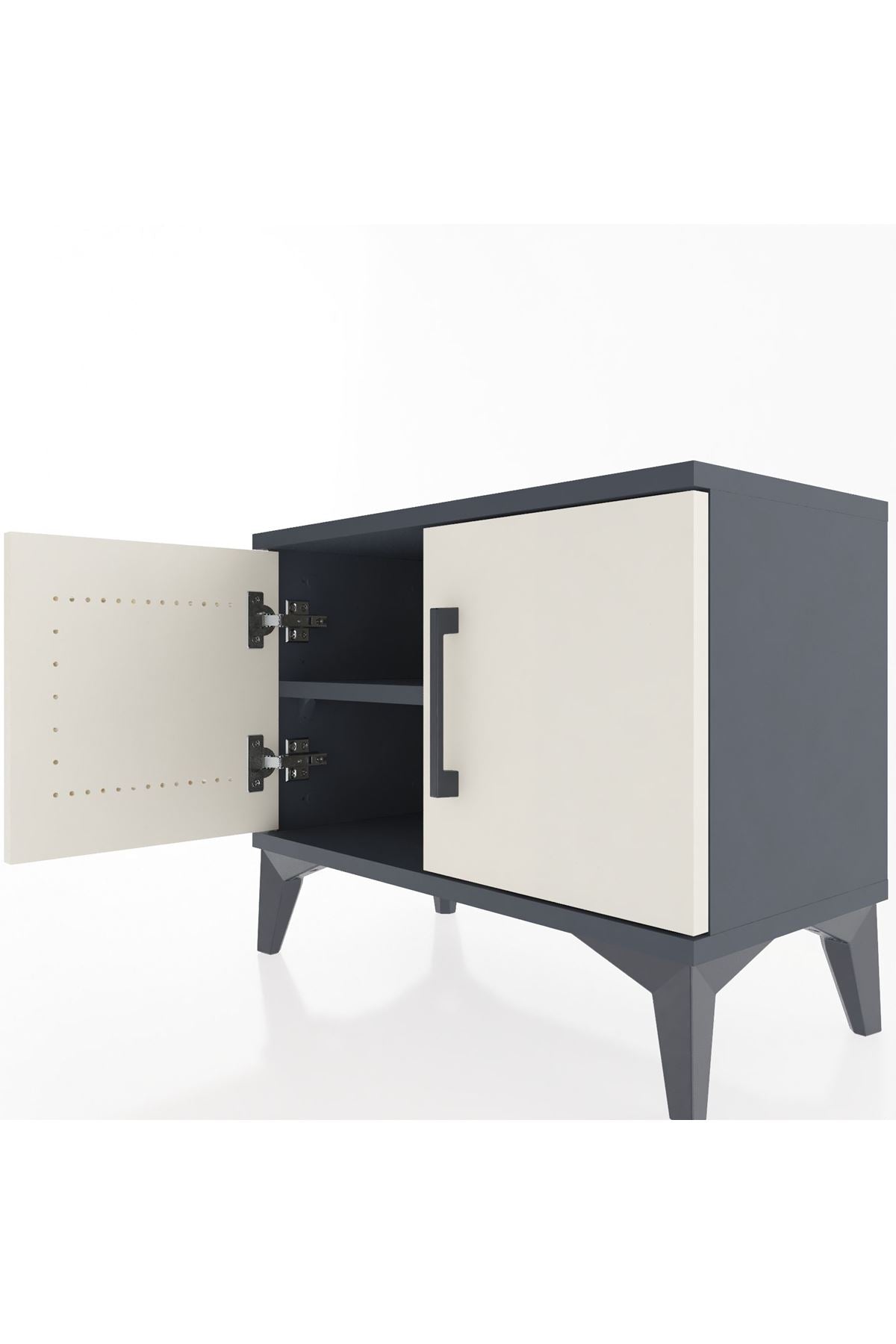 Arges Komodin Tek Raflı 2 Kapaklı 60x30x48 Antrasit-Aytaşı