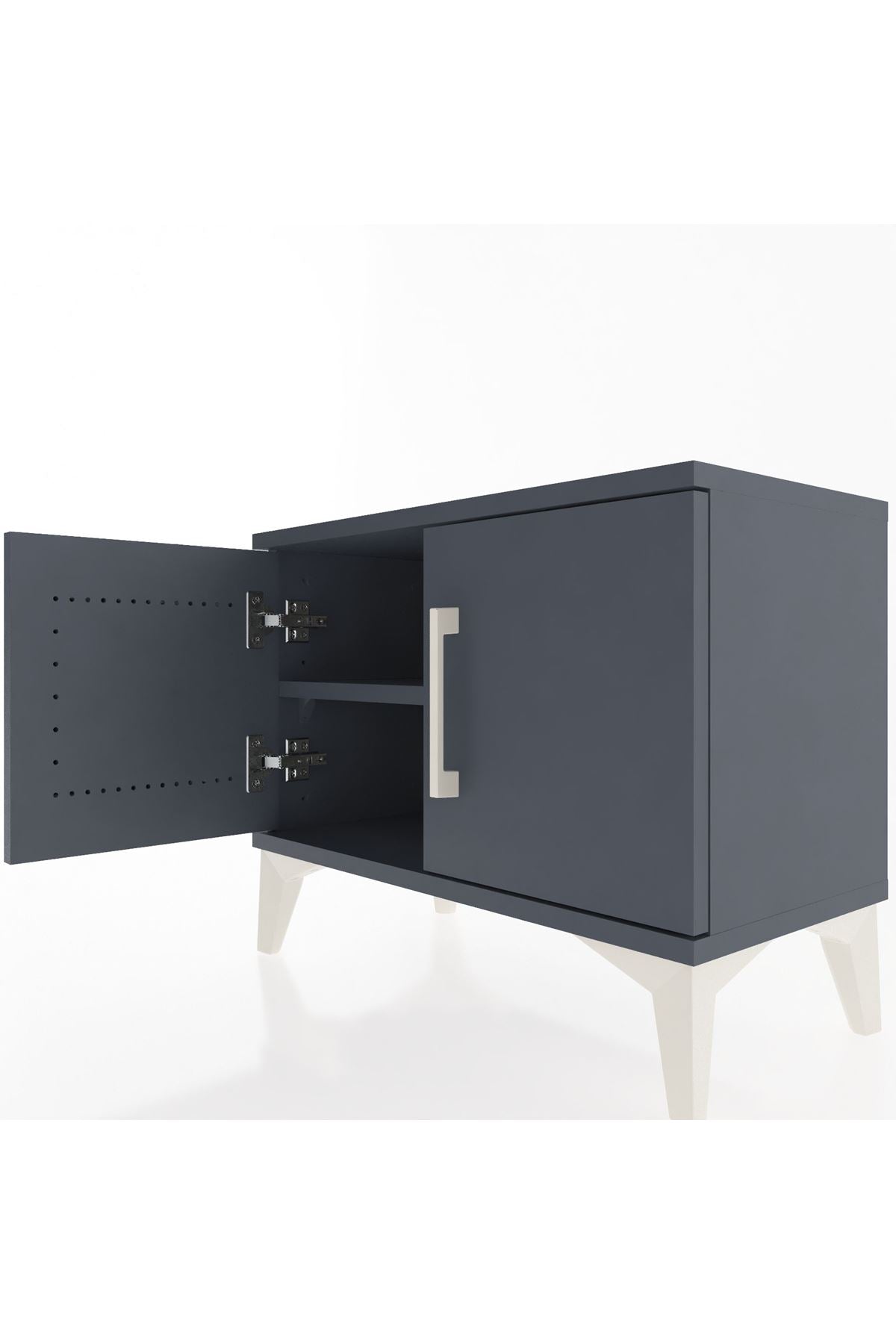 Arges Komodin Tek Raflı 2 Kapaklı 60x30x48 Antrasit-Antrasit