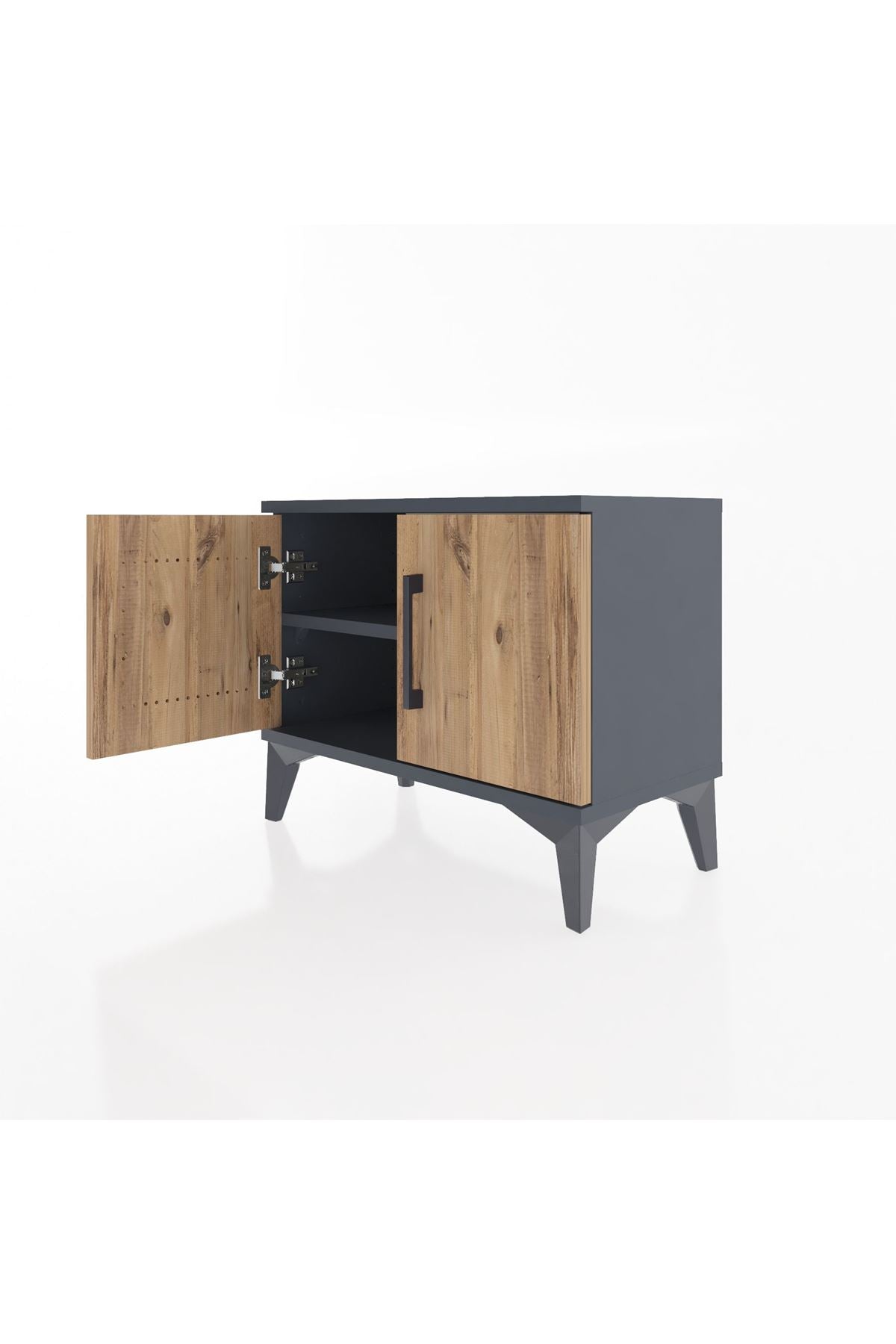 Arges Komodin Tek Raflı 2 Kapaklı 60x30x48 Antrasit-Çam