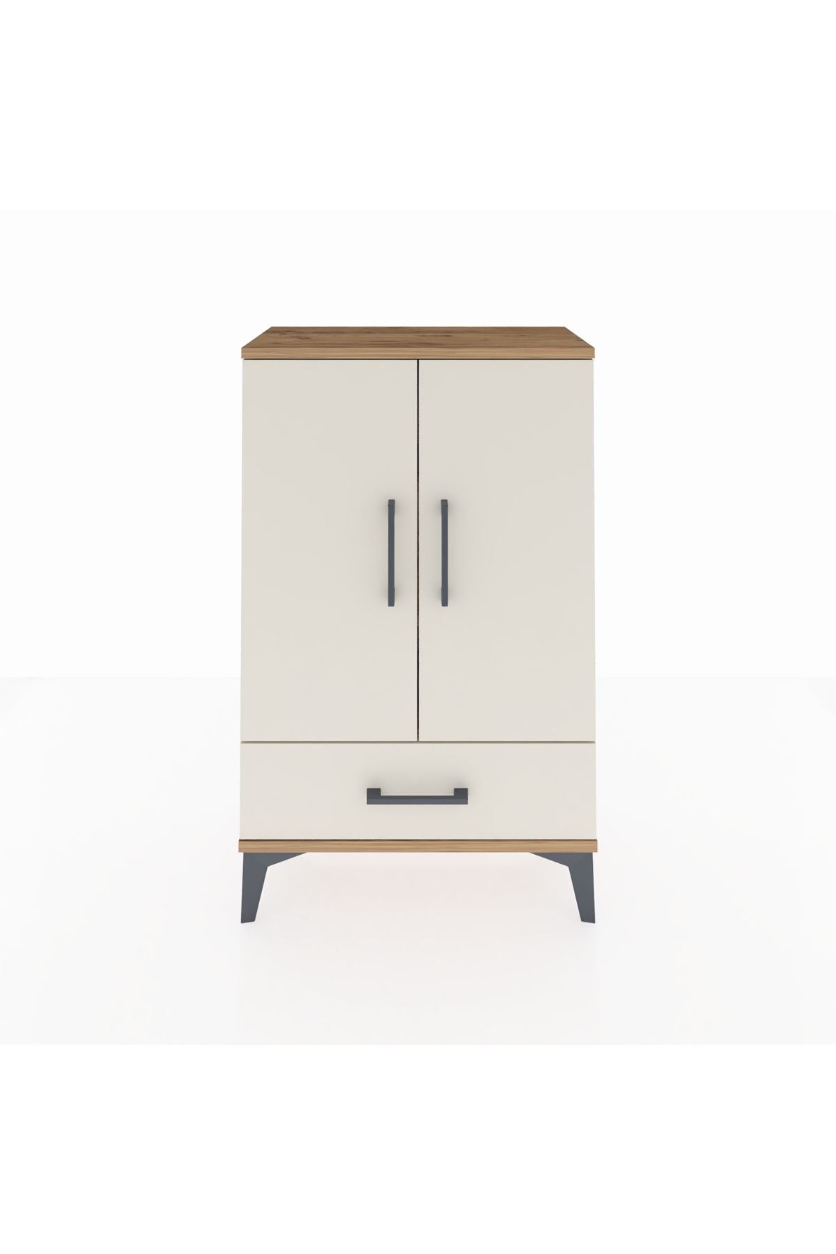 Arges Komodin 2 Raflı Tek Çekmeceli 2 Kapaklı 60x30x96 Çam-Aytaşı