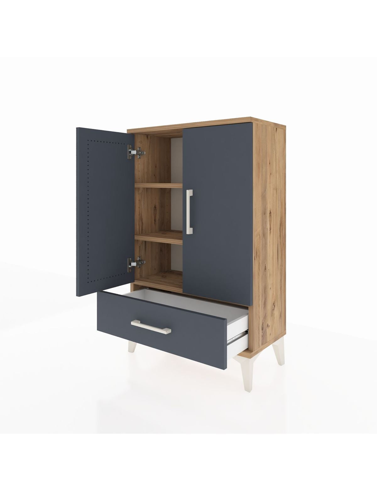 Arges Komodin 2 Raflı Tek Çekmeceli 2 Kapaklı 60x30x96 - S14M041V8A
