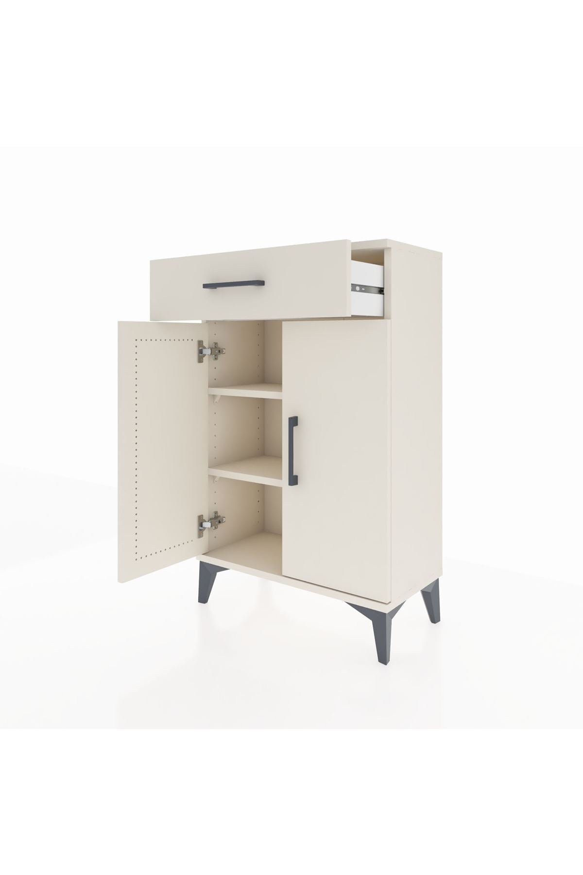 Arges Komodin 2 Raflı Tek Çekmeceli 2 Kapaklı 60x30x96 Aytaşı-Aytaşı