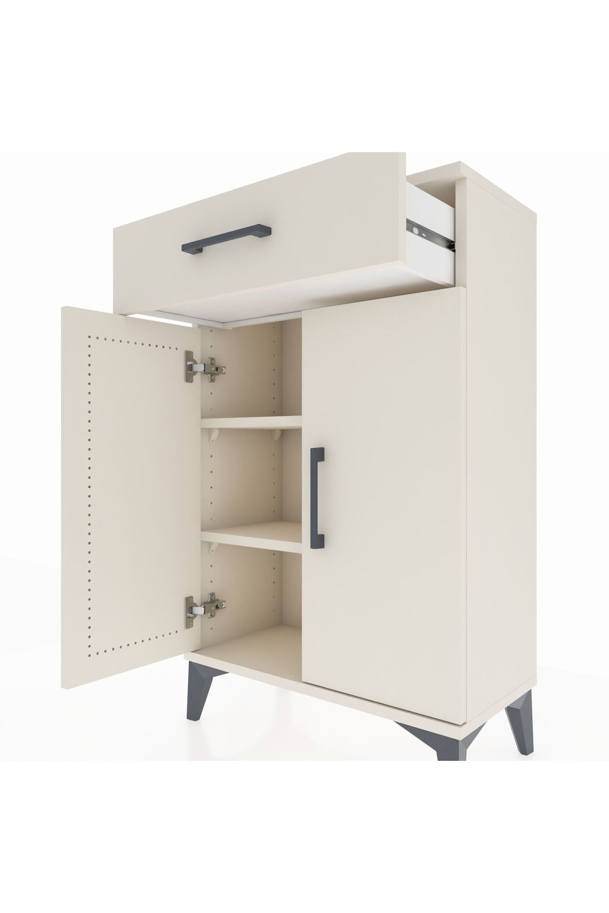 Arges Komodin 2 Raflı Tek Çekmeceli 2 Kapaklı 60x30x96 Aytaşı-Aytaşı