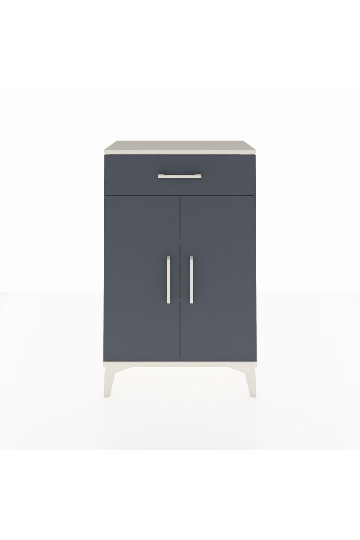 Arges Komodin 2 Raflı Tek Çekmeceli 2 Kapaklı 60x30x96 Aytaşı-Antrasit