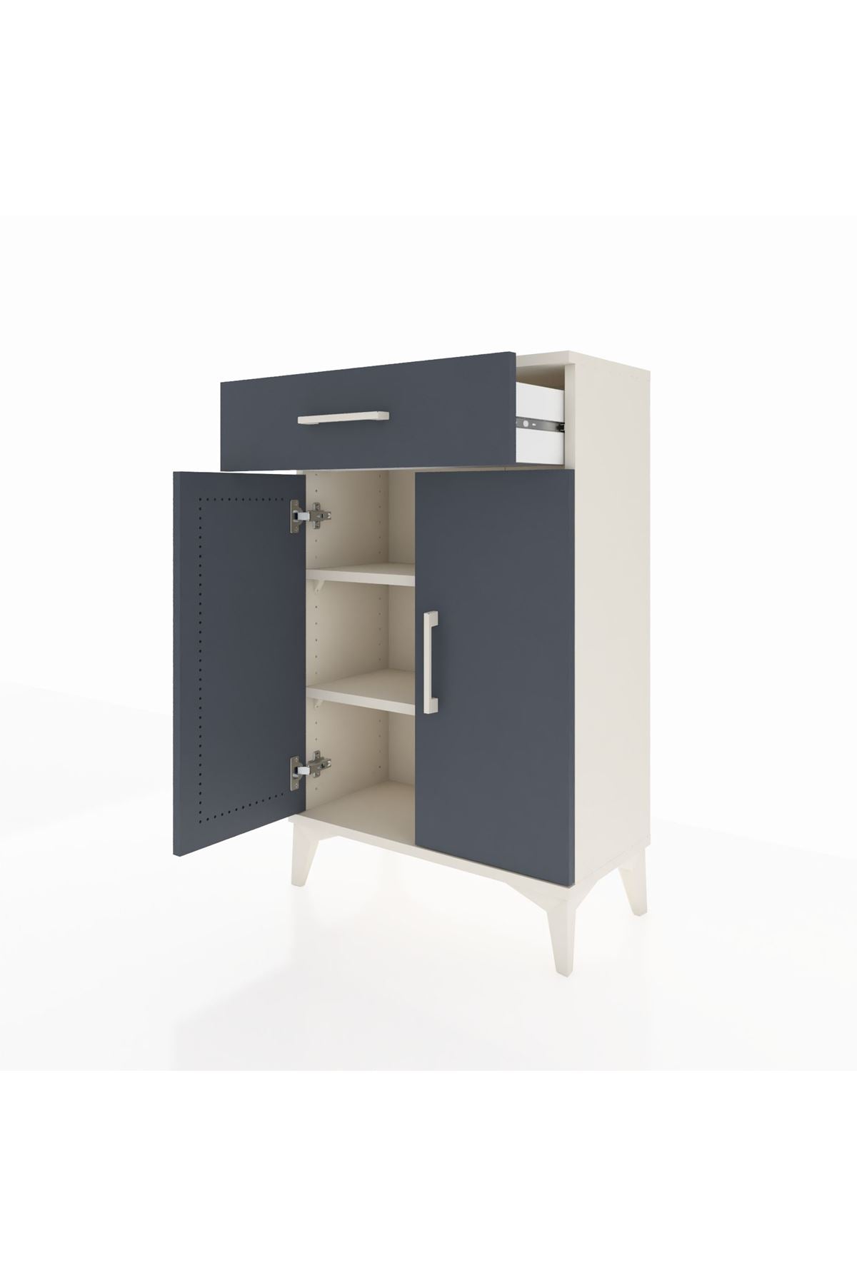 Arges Komodin 2 Raflı Tek Çekmeceli 2 Kapaklı 60x30x96 Aytaşı-Antrasit