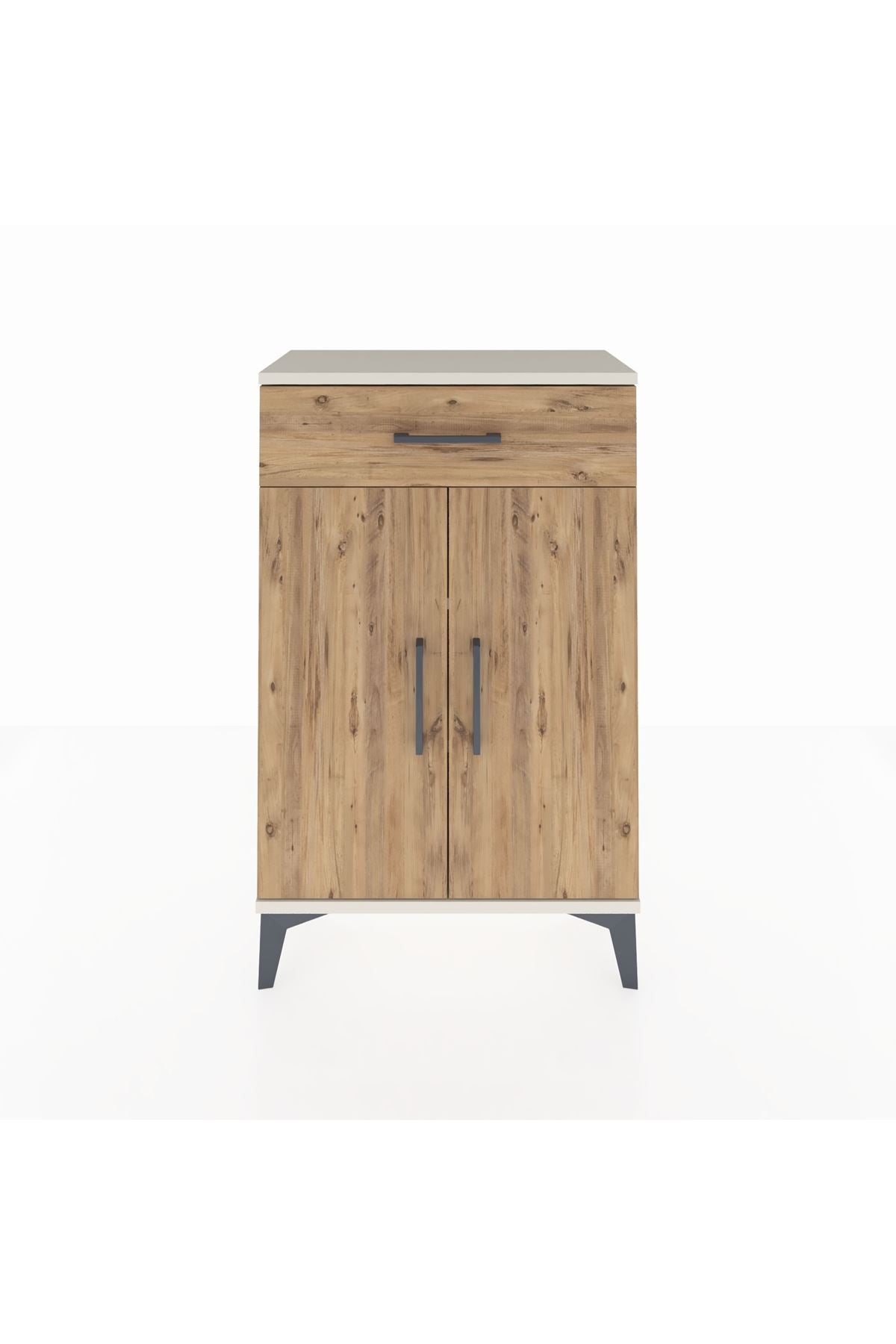 Arges Komodin 2 Raflı Tek Çekmeceli 2 Kapaklı 60x30x96 Aytaşı-Çam