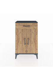 Arges Komodin 2 Raflı Tek Çekmeceli 2 Kapaklı 60x30x96 Antrasit-Çam