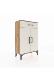 Arges Komodin 2 Raflı Tek Çekmeceli 2 Kapaklı 60x30x96 Çam-Aytaşı