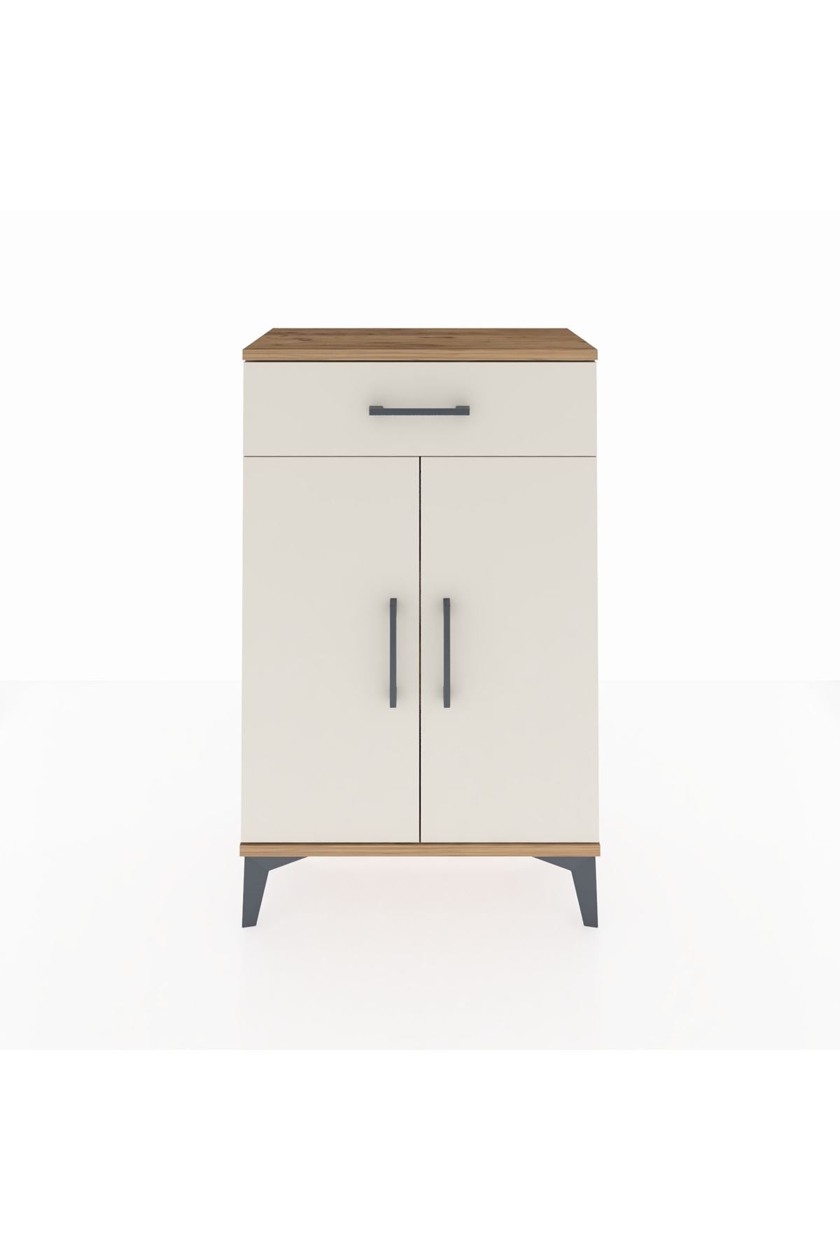 Arges Komodin 2 Raflı Tek Çekmeceli 2 Kapaklı 60x30x96 Çam-Aytaşı