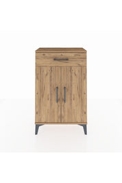 Arges Komodin 2 Raflı Tek Çekmeceli 2 Kapaklı 60x30x96 Çam-Çam