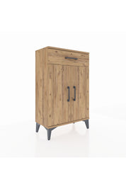 Arges Komodin 2 Raflı Tek Çekmeceli 2 Kapaklı 60x30x96 Çam-Çam